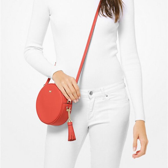 2018 MK MIchael Kors Pebble Leather Canteen Cross Body Truffle NO FRINGE DANGLE - Picture 11 of 11